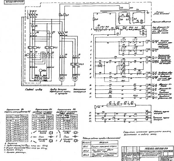 Схема електрична токарно-гвинторізного верстата 16Б16П